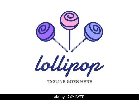Colorful Sweet Lollipop Candy Stick Logo Design Vector Stock Vector