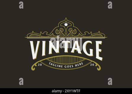 Vintage Retro Ornament Badge Emblem Label Stamp Logo Design Vector Stock Vector