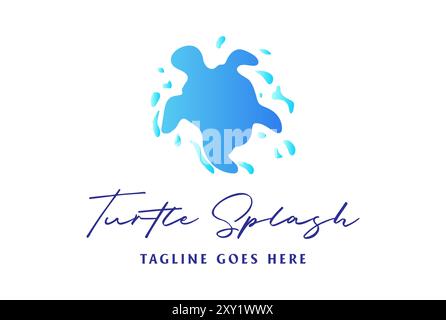 Modern Ocean Turtle Water Wave Splash Logo Design Vector Stock Vector