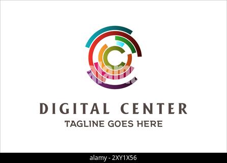 Modern Futuristic Initial C Circle Circular Digital Target Line Logo Design Vector Stock Vector