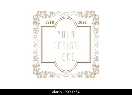 Luxury Antique Old Golden Vintage Blank Frame Border Ornament Logo Design Vector Stock Vector