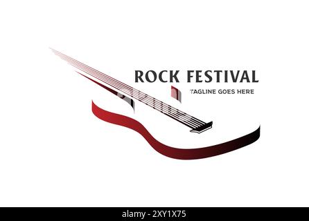 Simple Minimalist Electric Guitar for Rock Music Festival Competition Logo Design Vector Stock Vector