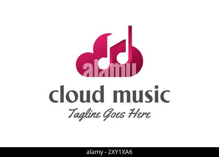 Modern Cloud Music Notes for Song Storage Logo Design Stock Vector