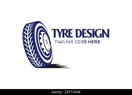 Retro Vintage Heavy Vehicle Wheel Tyre for Car Transportation Part Store Logo Design Vector Stock Vector