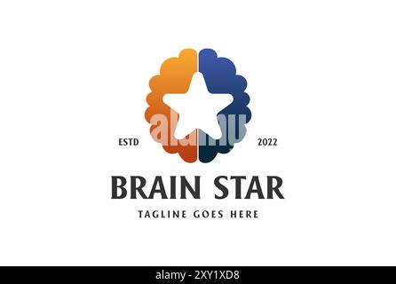 Modern Brain Star foe Education Science Tutoring or Artificial Intelligent Logo Design Vector Stock Vector