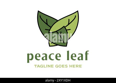 Nature Green Hand Leaf with Handshake Shape for Peace Deal Environment Herb Logo Design Vector Stock Vector