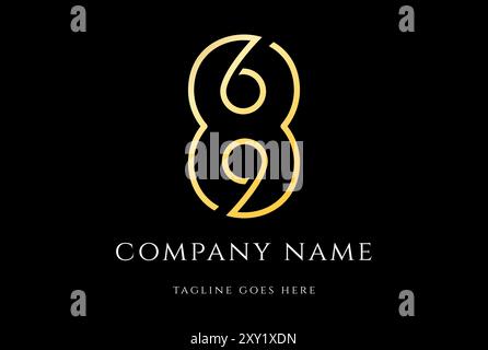 Luxury 8 or 689 Monogram Logo Design Vector Stock Vector
