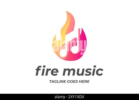 Modern Fire Flame Music Notes for Hot Song Logo Design Stock Vector