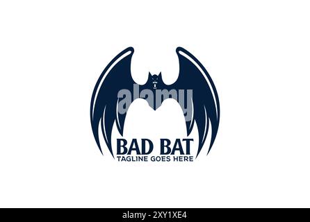 Flying Angry Scary Bat with Spread Wings Logo Design Vector Stock Vector