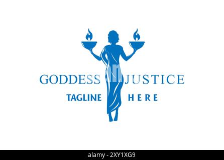Greek Woman Goddess with Fire Scale Libra for Justice Law Logo Design Vector Stock Vector