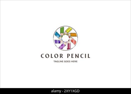 Circle Circular Color Pencil for Kids Children Education Logo Design Vector Stock Vector