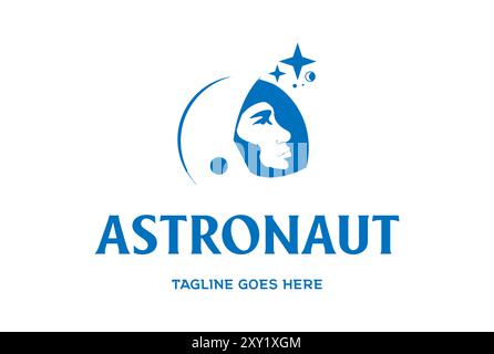 Modern Simple Astronaut Helmet for Space Science Technology Logo Design Vector Stock Vector
