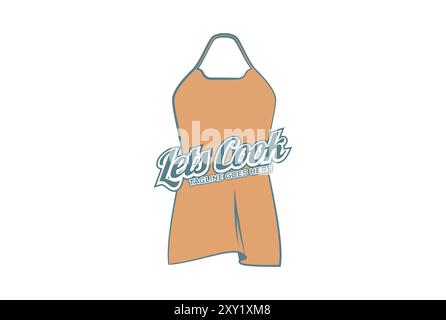 Retro Vintage Apron for Bakery Food Kitchen Cook Cafe Restaurant Logo Design Vector Stock Vector