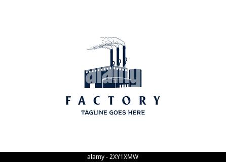 Retro Vintage Factory Building for Industry Logo Design Vector Stock Vector