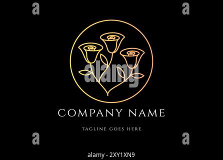 Elegant Luxury Rose Flower Floral for Beauty Spa Cosmetic Logo Design Vector Stock Vector
