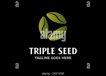 Simple Minimalist Three Triple Seed for Grow Herb Cultivation Logo Design Vector Stock Vector