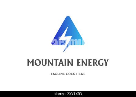 Simple Minimalist Modern Triangle Mountain with Light Energy Logo Design Vector Stock Vector