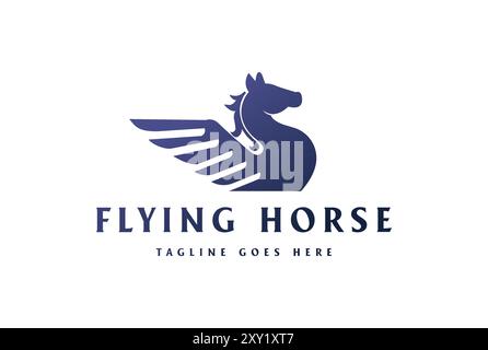 Modern Simple Pegasus Flying Horse Stallion Silhouette Logo Design Vector Stock Vector