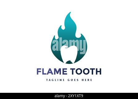 Modern Fire Flame Tooth for Dental or Dentist Logo Design Vector Stock Vector