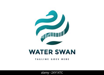 Modern Circle Circular Water Swan Duck Goose Globe World Monogram Logo Design Vector Stock Vector