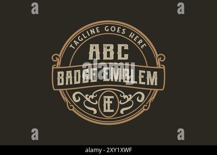 Circular Vintage Steampunk Badge Emblem Label Stamp Logo Design Vector Stock Vector