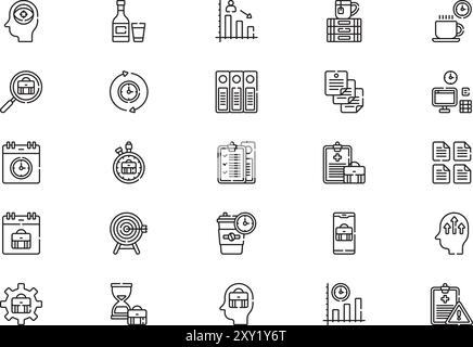 Overworked icons collection is a vector illustration with editable ...