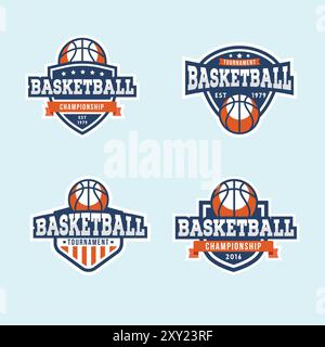 basketball badges collection illustration, vector Stock Vector