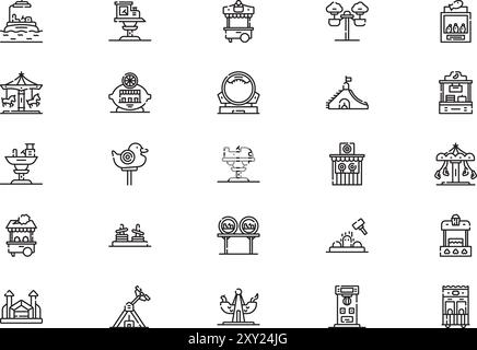 Fair icon pack collection is a vector illustration with editable stroke. Stock Vector