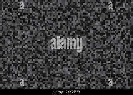 Retro-inspired vector bold, black and white pixelated backdrop. An old computer screen or video game. The distressed texture of vintage technology or Stock Vector