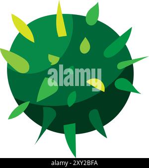 Spiny green chestnut fruit. Autumn chestnut tree nut. Simple color cozy illustration. Hand drawn cartoon vector isolated on white background Stock Vector