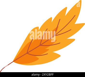 Dry herbarium poplar leaf. Fall of autumn leaves and preparing for start of winter. Simple color cozy illustration. Hand drawn cartoon vector isolated Stock Vector