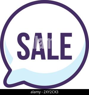 Talk bubble sale inscription. Advertising information about discounts, shopping process flat element for modern and retro design. Simple color vector Stock Vector