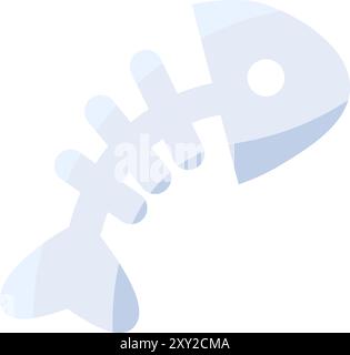Skeleton eaten by fish after cat lunch. Breakfast of domestic spoiled pet. Element for design of pet store or vet clinic. Simple solid detail vector i Stock Vector