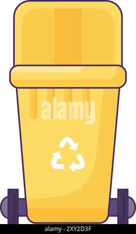 Open lid transportable container for storing, recycling and sorting used household organic waste. Empty trash can with recycle sign for food grocery l Stock Vector