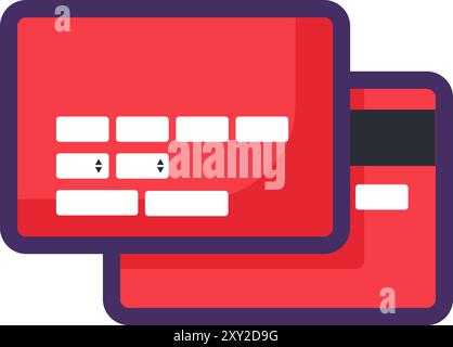 Plastic bank cards. Means of electronic payment, shopping process flat element for modern and retro design. Simple color vector pictogram isolated on Stock Vector