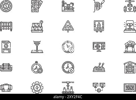 Factory icon pack collection is a vector illustration with editable stroke. Stock Vector
