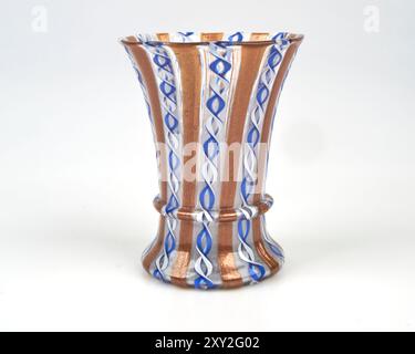 Antique 1900s Salviati Venetian filigrana a retortoli glass beaker vase. Stock Photo