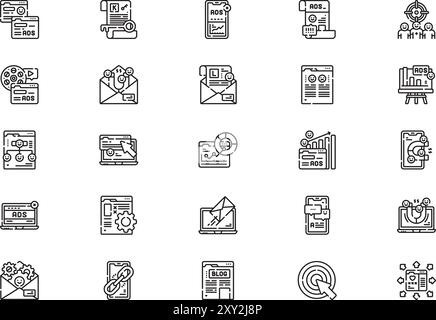 Inbound marketing icons collection is a vector illustration with editable stroke. Stock Vector