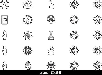 Chakras icons collection is a vector illustration with editable stroke ...