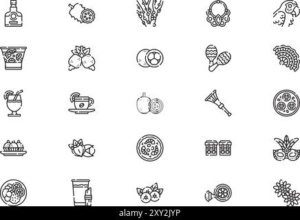 Brazil icons collection is a vector illustration with editable stroke. Stock Vector