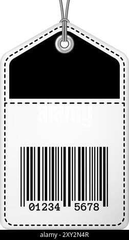 Sale tag with barcode on a string vector illustration Stock Vector
