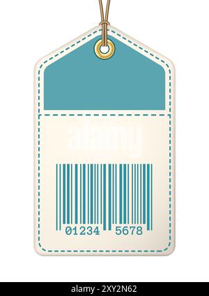 Sale tag with barcode on a string vector illustration Stock Vector
