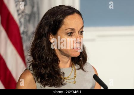 New York, New York, USA. 27th Aug, 2024. Deputy Commissioner, Intelligence and Counterterrorism at NYPD Rebecca Weiner attends weekly briefing by Mayor Eric Adams at City Hall in New York on August 27, 2024 (Credit Image: © Lev Radin/ZUMA Press Wire) EDITORIAL USAGE ONLY! Not for Commercial USAGE! Stock Photo