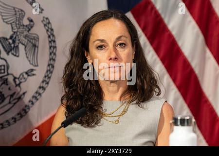 New York, USA. 27th Aug, 2024. Deputy Commissioner, Intelligence & Counterterrorism at NYPD Rebecca Weiner attends weekly briefing by Mayor Eric Adams at City Hall in New York on August 27, 2024. (Photo by Lev Radin/Sipa USA) Credit: Sipa USA/Alamy Live News Stock Photo