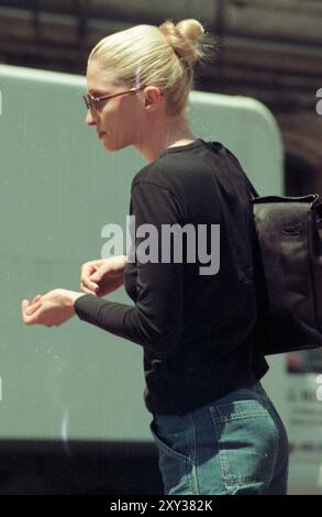 Carolyn Bessette Kennedy leaving her Tribeca loft on 20 North Moore Street to catch a taxi to her doctor's office on the Upper West Side in New York City on June 11, 1997.  Photo Credit: Henry McGee/MediaPunch Stock Photo