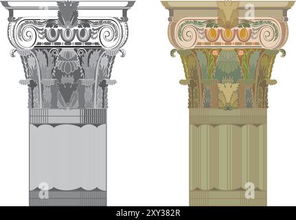 Realistic white antique roman column isolated on transparent background ...