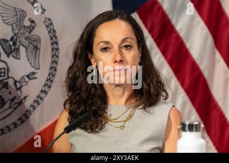 New York, United States. 27th Aug, 2024. Deputy Commissioner, Intelligence & Counterterrorism at NYPD Rebecca Weiner attends weekly briefing by Mayor Eric Adams at City Hall in New York (Photo by Lev Radin/Pacific Press) Credit: Pacific Press Media Production Corp./Alamy Live News Stock Photo