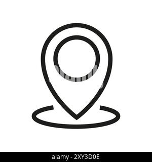 Location pin icon. Map marker symbol. Geolocation vector. Simple outline design. Stock Vector
