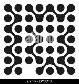 Abstract geometric pattern. Black circular shapes. Symmetrical repeating design. Vector illustration. Stock Vector