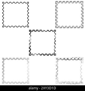 Stamp border icon. Decorative frame vector. Postage stamp template. Classic postal element. Stock Vector